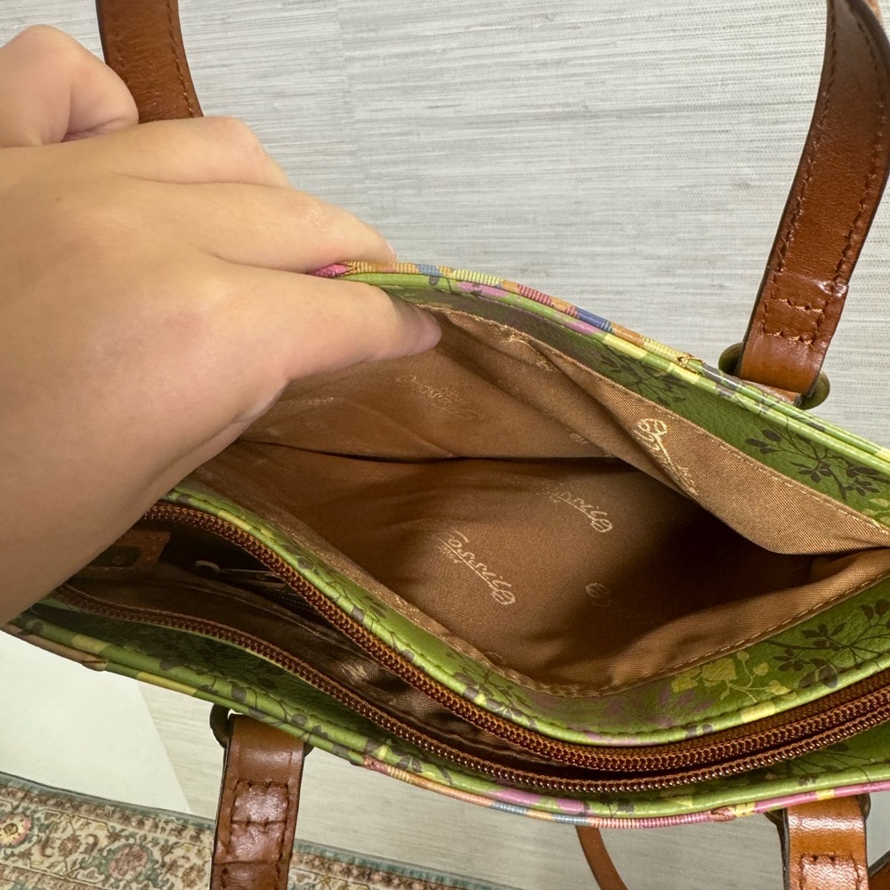 Fossil Leather Multicolor Patterned Patchwork Han… - image 8